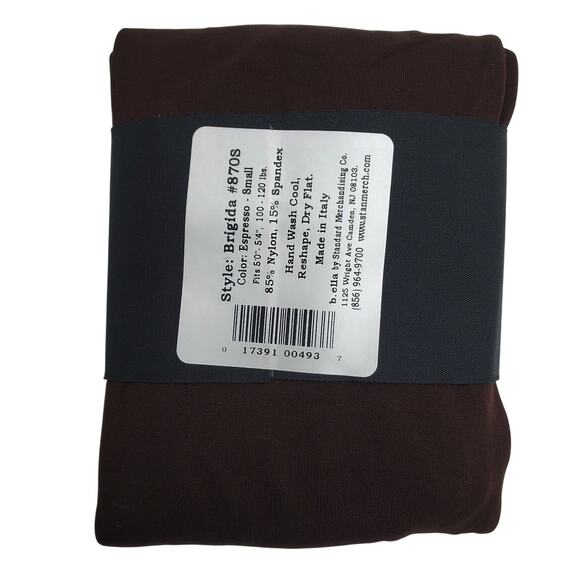 Microfiber Opaque Footless Tights Espresso SMALL B.ella Brigida Luxe Hosiery NWT - Picture 4 of 5